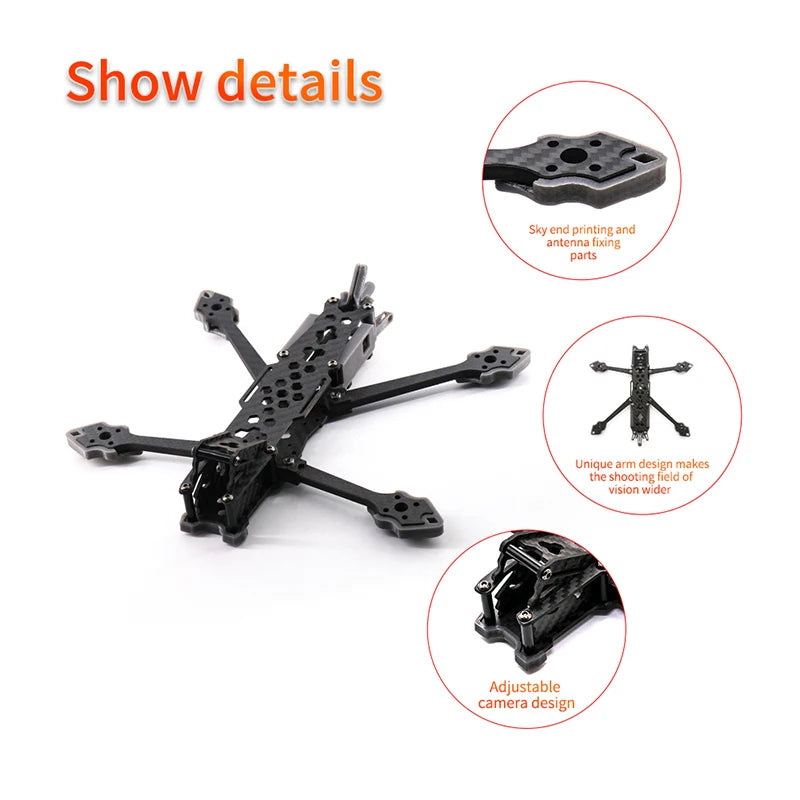 TCMMRC Avenger 225 HD, Details Sky end printing and Antonna parts Unique arm design makes tne shooting field