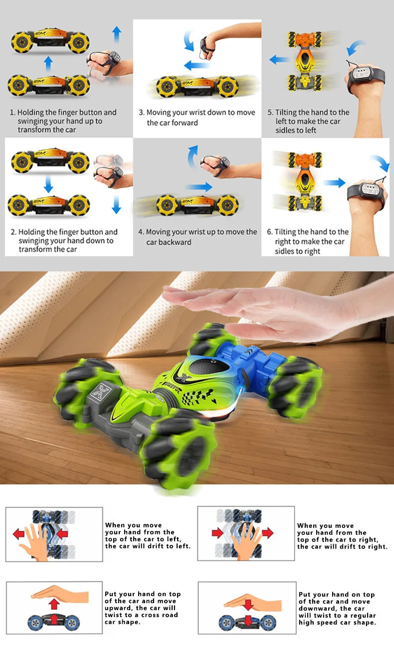 it has three control ways: remote controller control, gravity sensor watch control and gesture sensor control