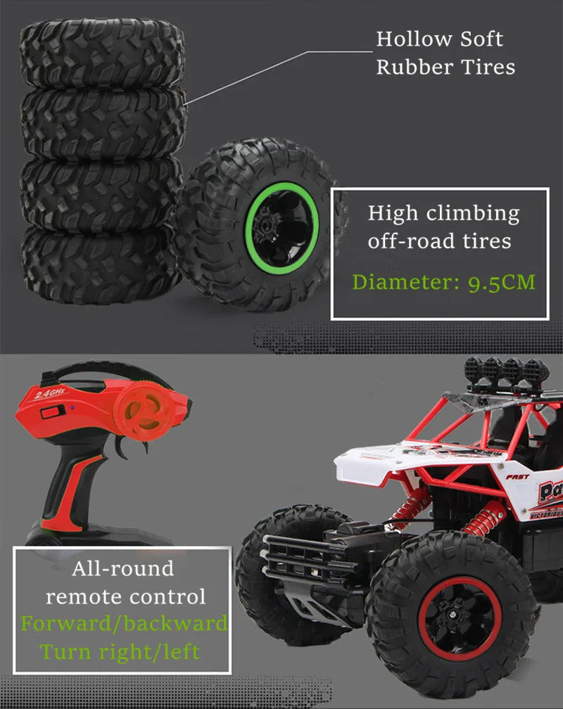 ZWN RC Car - 1:12 / 1:16 4WD mit LED-Leuchten 2,4 G Funkferngesteuerte Autos Buggy Off-Road Control Trucks Jungenspielzeug für Kinder 32 ZWN RC Car, Hollow Soft Rubber Tires High climbing off-road tires Diameter: 9.5CM pa All