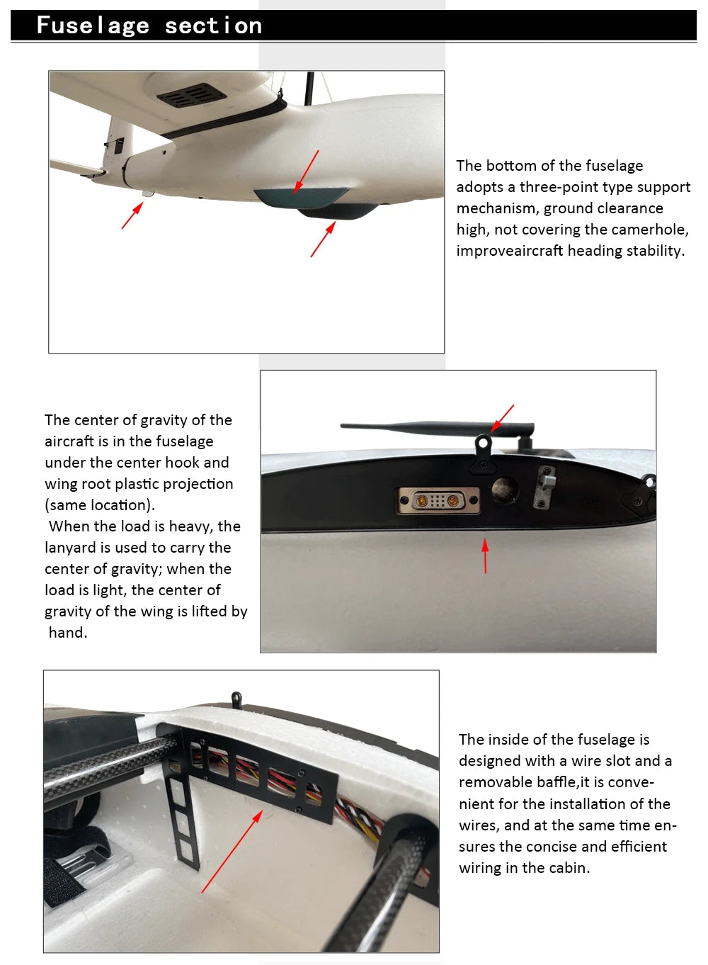 Makeflyeasy Striver mini (Hand Version), the inside of the fuselage is designed with a wire slot and a removable baffle