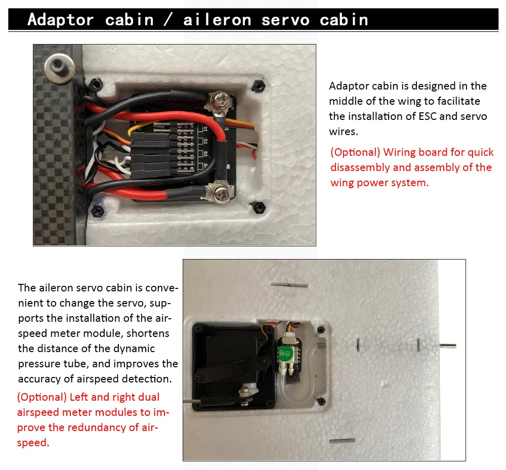 Makeflyeasy Striver mini (Hand Version), the aileron servo cabin is designed in the middle of the wing