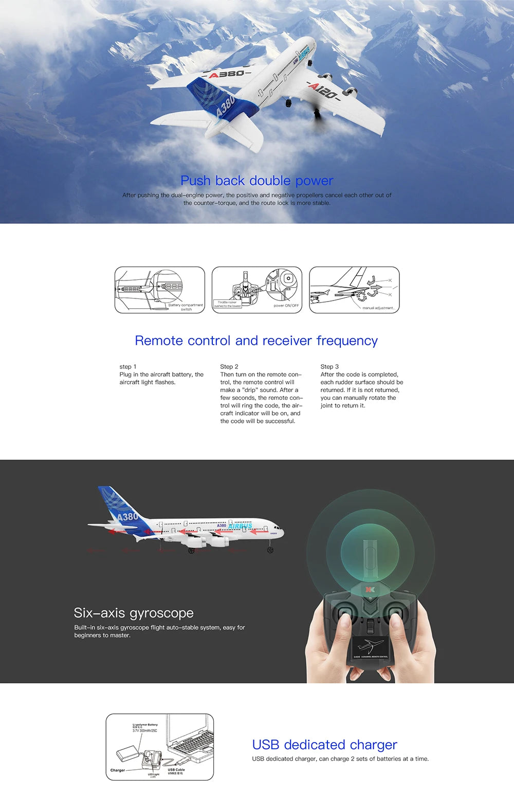 XK A120 RC Plane, six-axis gyroscope flight auto-stable system, easy for