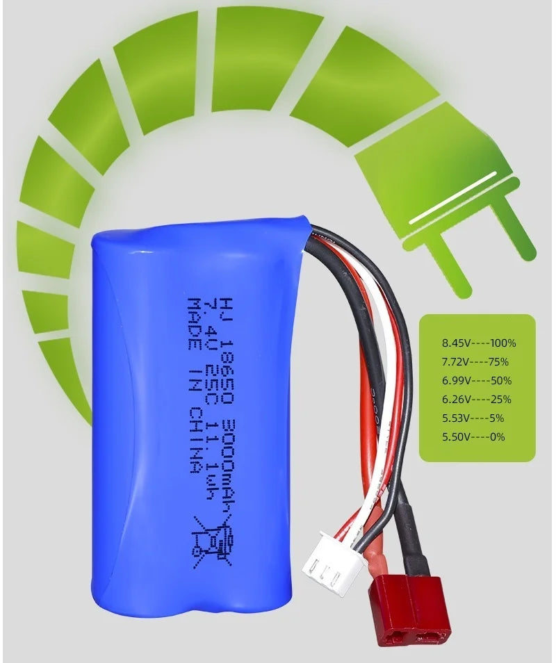 7.4V 3000mAh 18650 Lipo Battery for Wltoys, 7.4v battery For Wltoys 144001 A959-B A