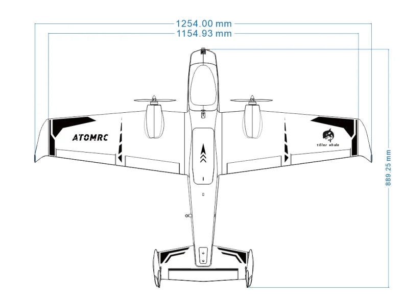 2023 ATOMRC Killer Whale RC Самолет 1255 мм Размах крыльев AIO EPP FPV Самолет с креплением для камеры БПЛА Комплект для самолетов/PNP/FPV RC Игрушки 17 bob greene: there is a vertical tail in the center of the conventional layout