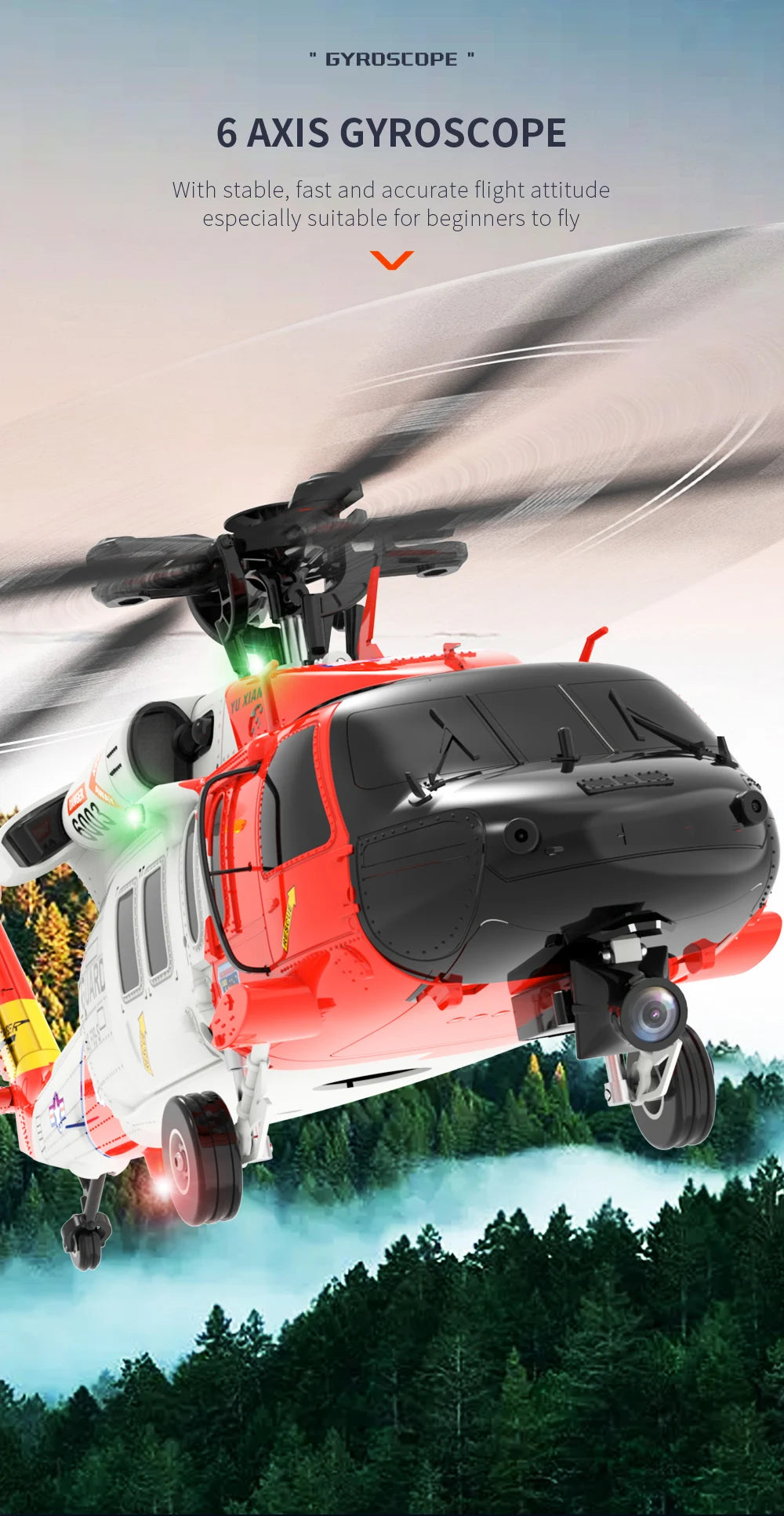 YXZNRC F09-S Flybarless RC Helicopter, XA GYROSCOPE 6 AXIS - Suitable for beginners to