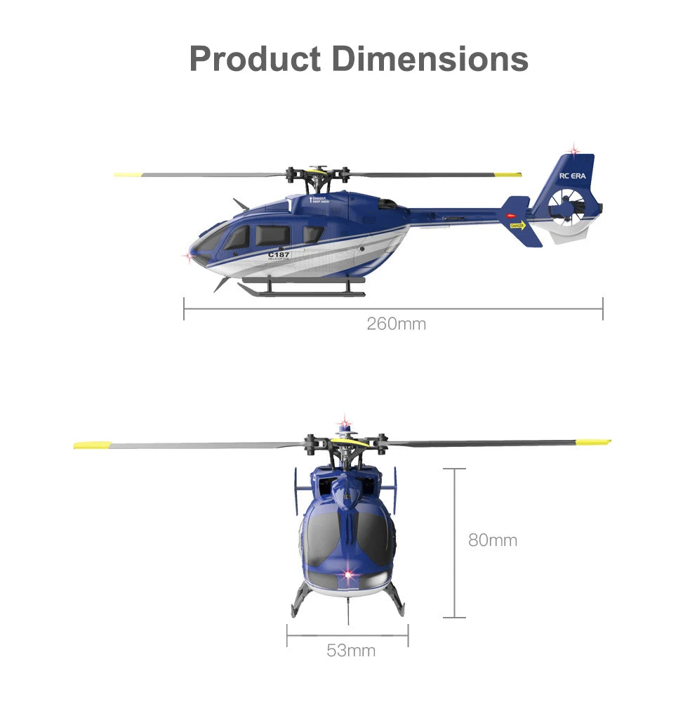RC ERA C187 Rc-Hubschrauber – 2,4 G 4-Kanal-Einzelblatt-EC-135-Maßstab, 6-Achsen-Gyro-Elektro-Flybarless-RC-Fernbedienungshubschrauber RTF VS Eachine E120 26 RC ERA C187 Rc Helicopter, Product Dimensions RC ERA 260mm 8Omm 53