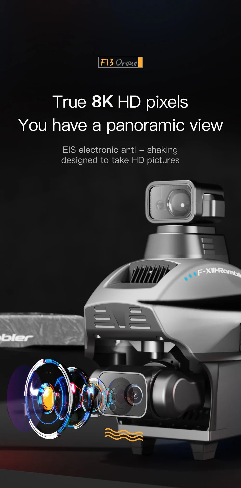 F13 Drohne – 8K HD-Kamera, 3-Achsen-Gimbal, Eis-Anti-Shake mit GPS-Repeater, bürstenloser Motor, Quadrocopter, RC-Hubschrauber, Spielzeug, professionelle Kamera-Drohne 21 F13 Drone, EIS electronic anti shaking designed to take HD pictures F-Xil-Rambl