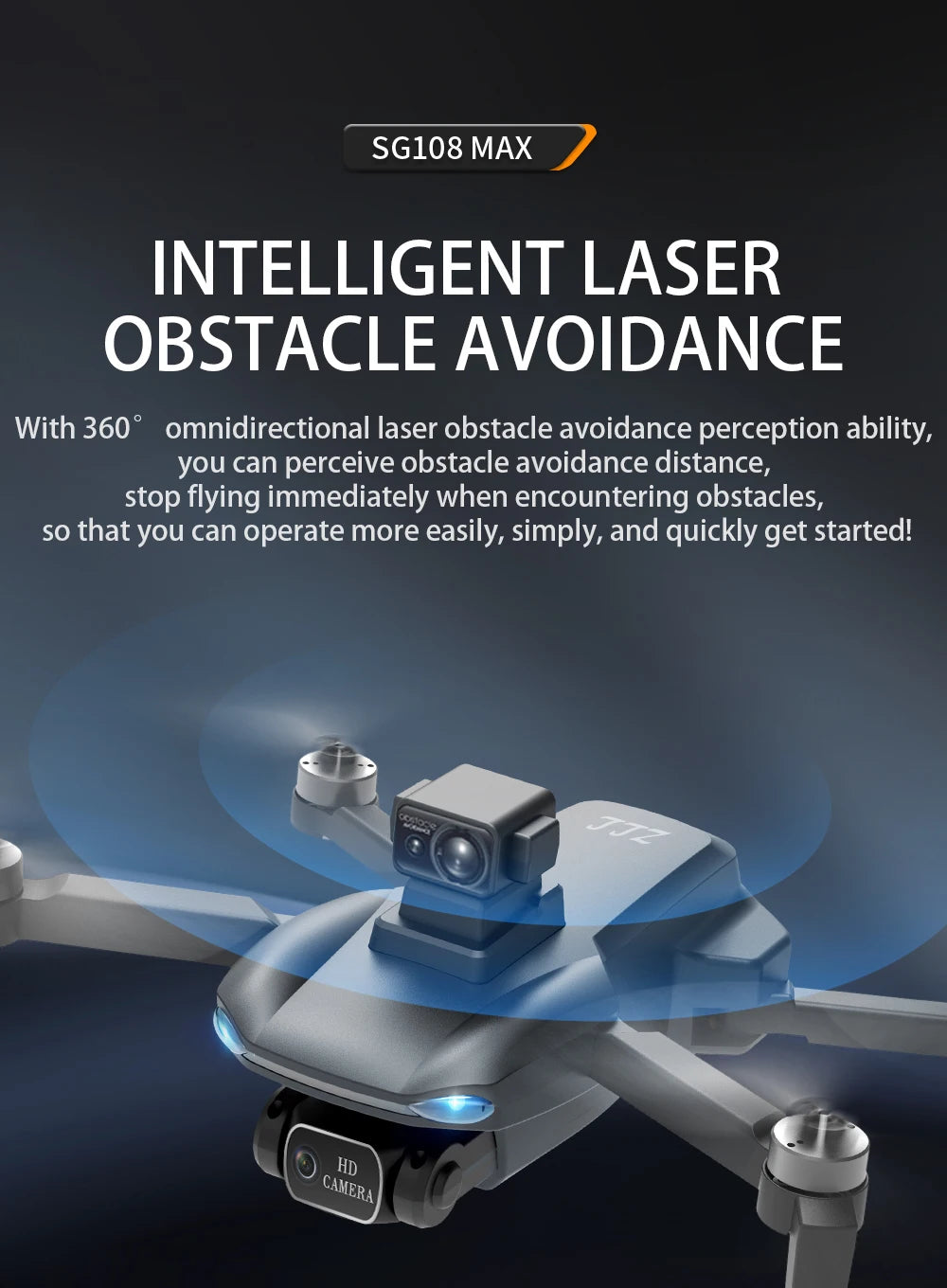 SG108 / SG108 Max Drone, SG108 MAX INTELLIGENT LASER OBSTACLE AVOID