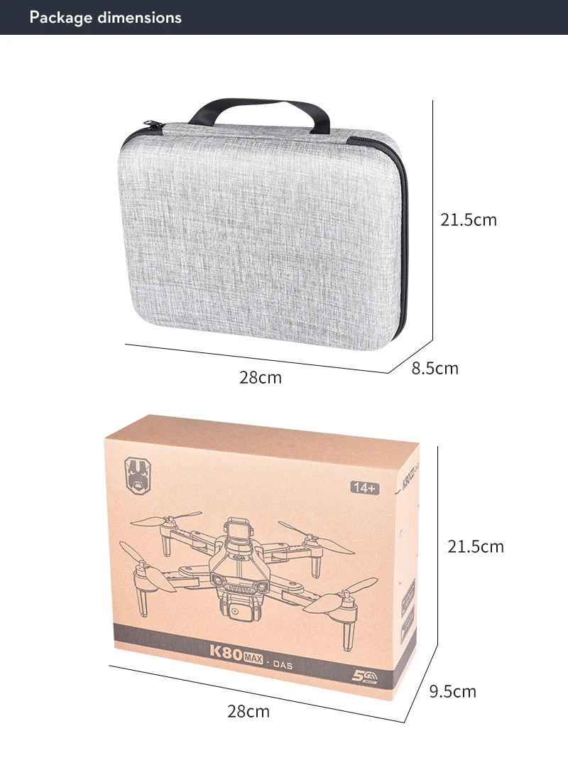 K80 PRO MAX Drone, Package dimensions 21.5cm 8.5cm 28cm 21.5cm)