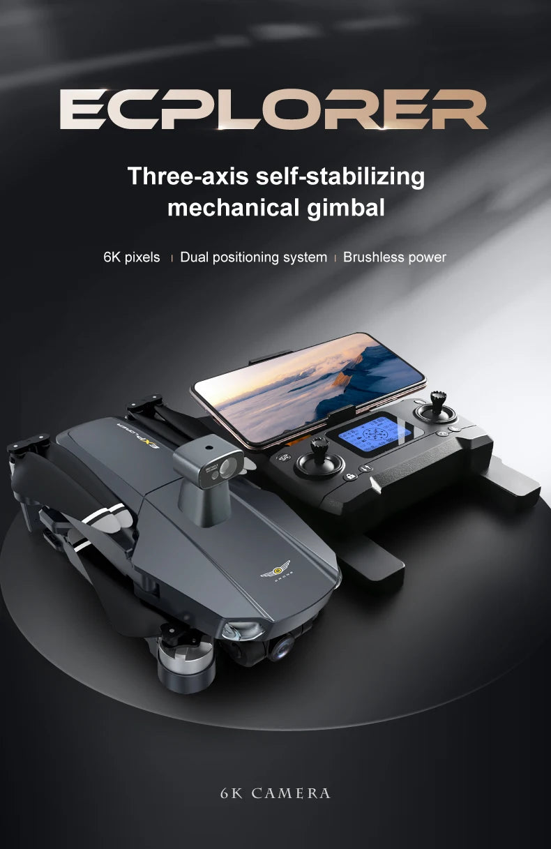 8819 Drone - НОВЫЙ Дрон 2023 года Профессиональный Reperter GPS WIFI 3-осевой карданный подвес Камера Вертолет Бесщеточный двигатель FPV 6K HD RC Квадрокоптер Самолет Профессиональный дрон с камерой 25 8819 Drone, ECPLO?ER Three-axis self-stabilizing mechanical