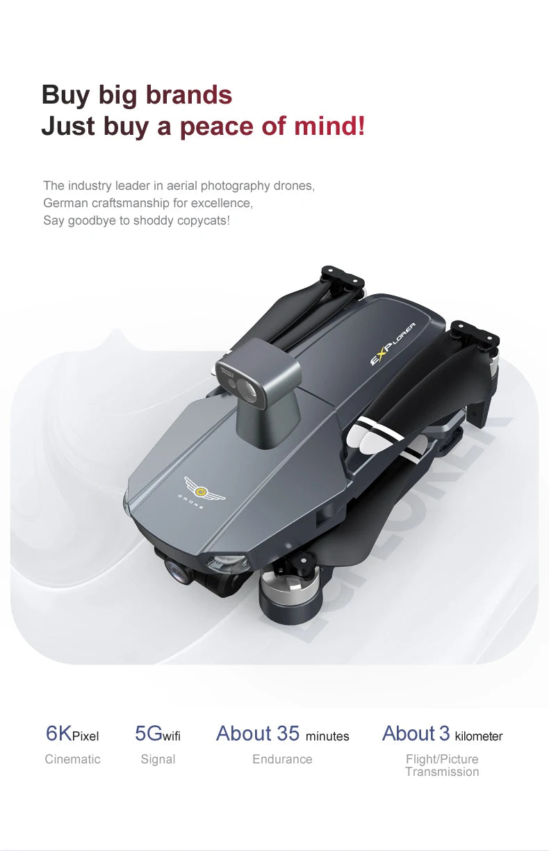 8819 Drone - НОВЫЙ Дрон 2023 года Профессиональный Reperter GPS WIFI 3-осевой карданный подвес Камера Вертолет Бесщеточный двигатель FPV 6K HD RC Квадрокоптер Самолет Профессиональный дрон с камерой 27 8819 Drone, buy big brands Just a peace of mindl The industry leader in