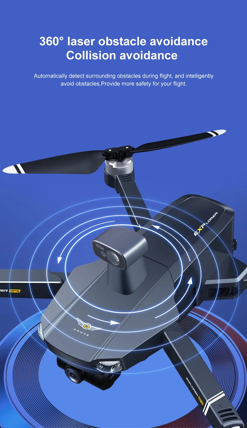 8819 Drone - НОВЫЙ Дрон 2023 года Профессиональный Reperter GPS WIFI 3-осевой карданный подвес Камера Вертолет Бесщеточный двигатель FPV 6K HD RC Квадрокоптер Самолет Профессиональный дрон с камерой 28 8819 Drone, 3609 laser obstacle avoidance Collision avoidance Automatically detect