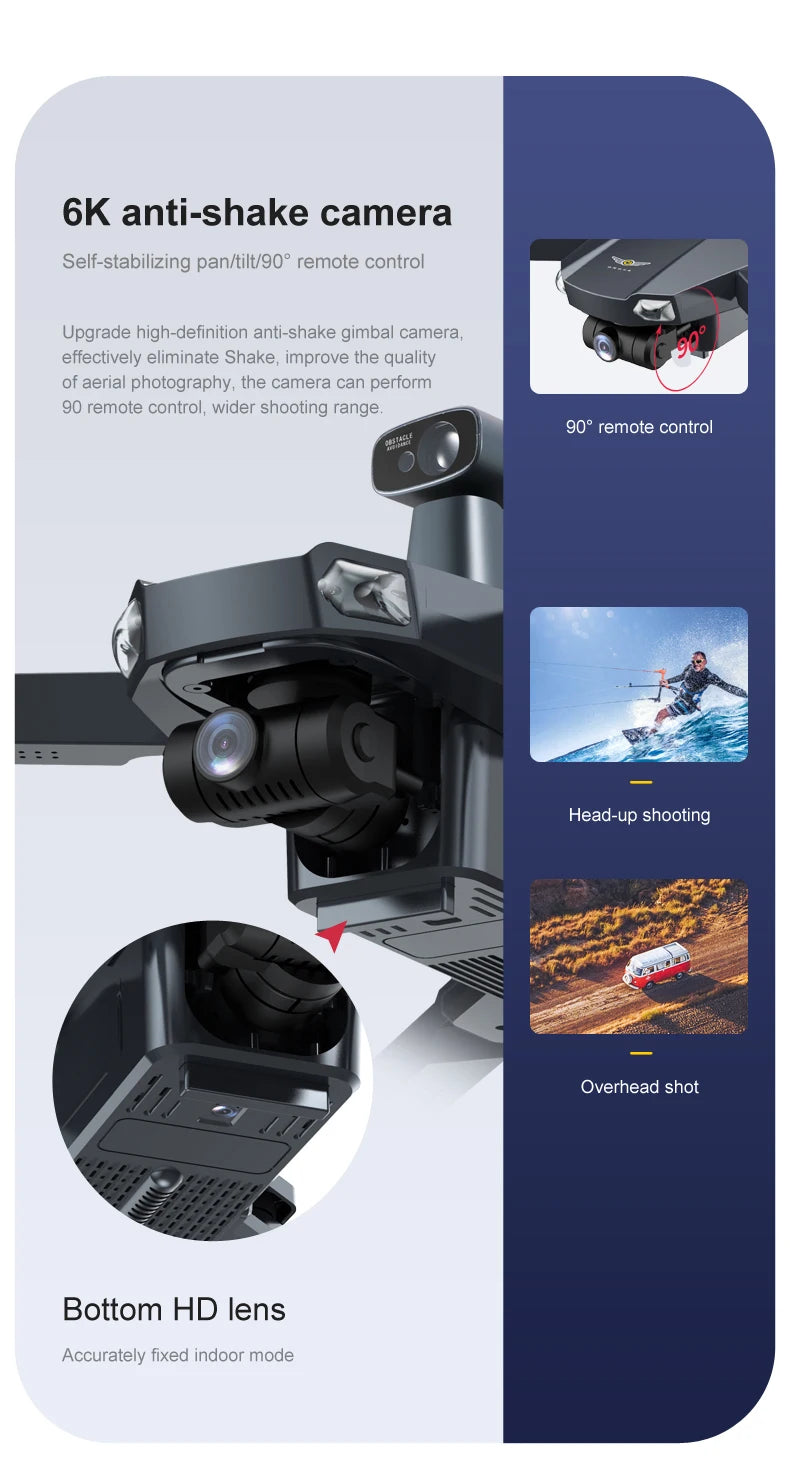 8819 Drone - НОВЫЙ Дрон 2023 года Профессиональный Reperter GPS WIFI 3-осевой карданный подвес Камера Вертолет Бесщеточный двигатель FPV 6K HD RC Квадрокоптер Самолет Профессиональный дрон с камерой 34 8819 Drone, high-definition anti-shake gimbal camera effectively