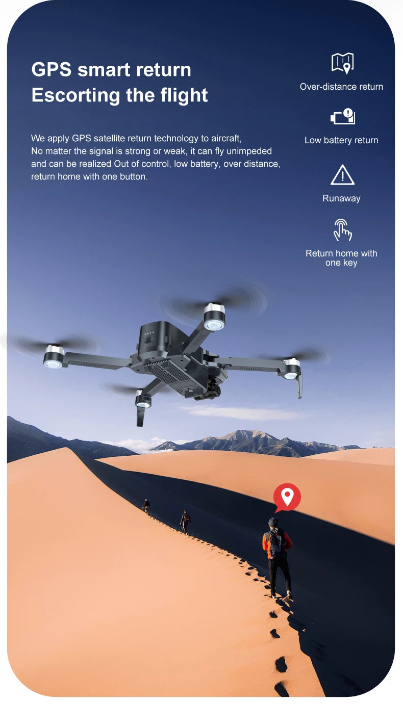 8819 Drone - НОВЫЙ Дрон 2023 года Профессиональный Reperter GPS WIFI 3-осевой карданный подвес Камера Вертолет Бесщеточный двигатель FPV 6K HD RC Квадрокоптер Самолет Профессиональный дрон с камерой 38 8819 Drone, GPS smart return Over-distance return Escorting the flight