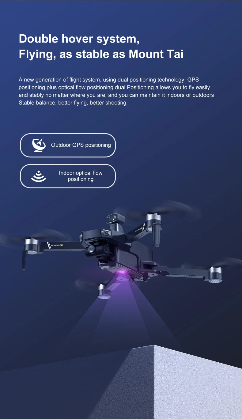 8819 Drone - НОВЫЙ Дрон 2023 года Профессиональный Reperter GPS WIFI 3-осевой карданный подвес Камера Вертолет Бесщеточный двигатель FPV 6K HD RC Квадрокоптер Самолет Профессиональный дрон с камерой 40 8819 Drone, dual positioning technology allows you to fly easily and stably no matter