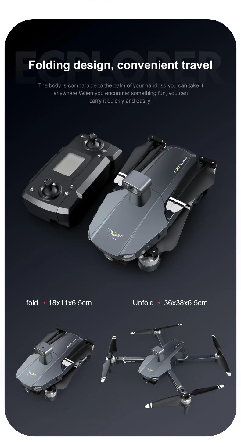 8819 Drone - НОВЫЙ Дрон 2023 года Профессиональный Reperter GPS WIFI 3-осевой карданный подвес Камера Вертолет Бесщеточный двигатель FPV 6K HD RC Квадрокоптер Самолет Профессиональный дрон с камерой 41 8819 Drone, fold 18x11x6.Scm Unfold 36x