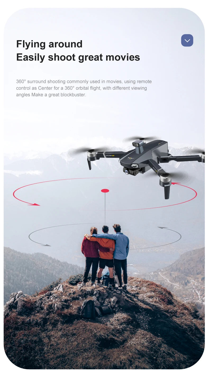 8819 Drone - НОВЫЙ Дрон 2023 года Профессиональный Reperter GPS WIFI 3-осевой карданный подвес Камера Вертолет Бесщеточный двигатель FPV 6K HD RC Квадрокоптер Самолет Профессиональный дрон с камерой 44 8819 Drone, Easily shoot great movies 360" surround shooting commonly used in movies