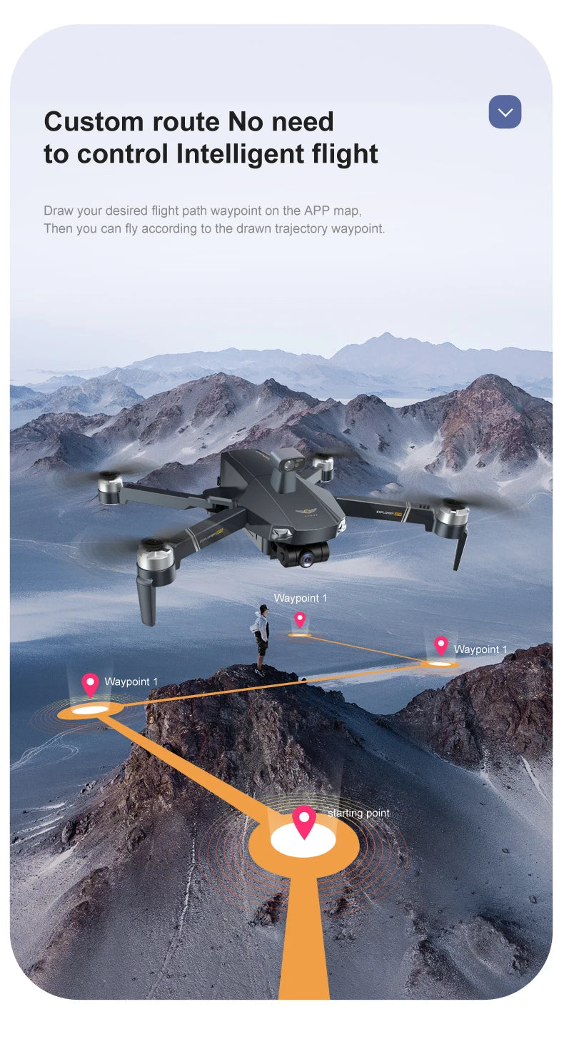 8819 Drone - НОВЫЙ Дрон 2023 года Профессиональный Reperter GPS WIFI 3-осевой карданный подвес Камера Вертолет Бесщеточный двигатель FPV 6K HD RC Квадрокоптер Самолет Профессиональный дрон с камерой 45 8819 Drone, Custom route No need to control Intelligent flight Draw your desired flight path way