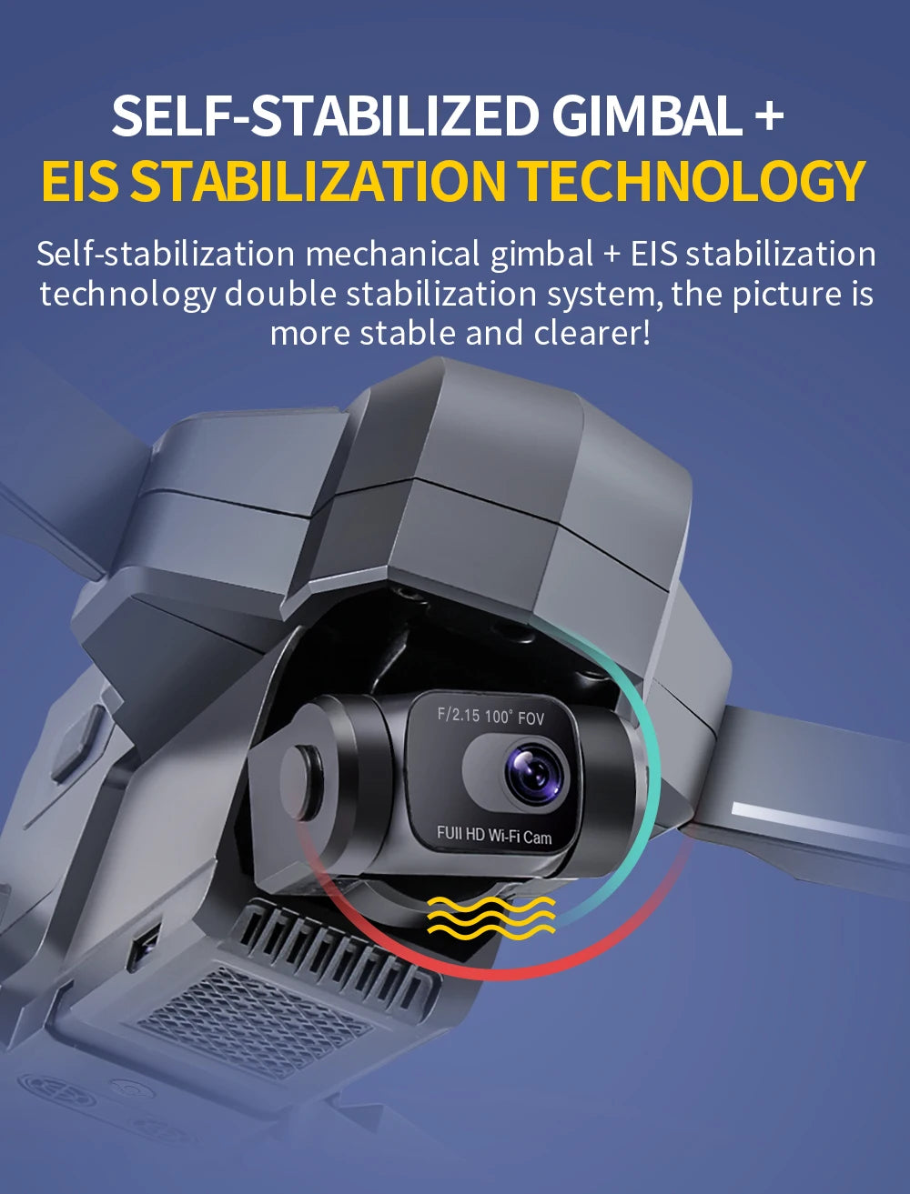 F11S PRO Drone, Self-stabilization mechanical gimbal + ElS stabilization technology double stabilization system