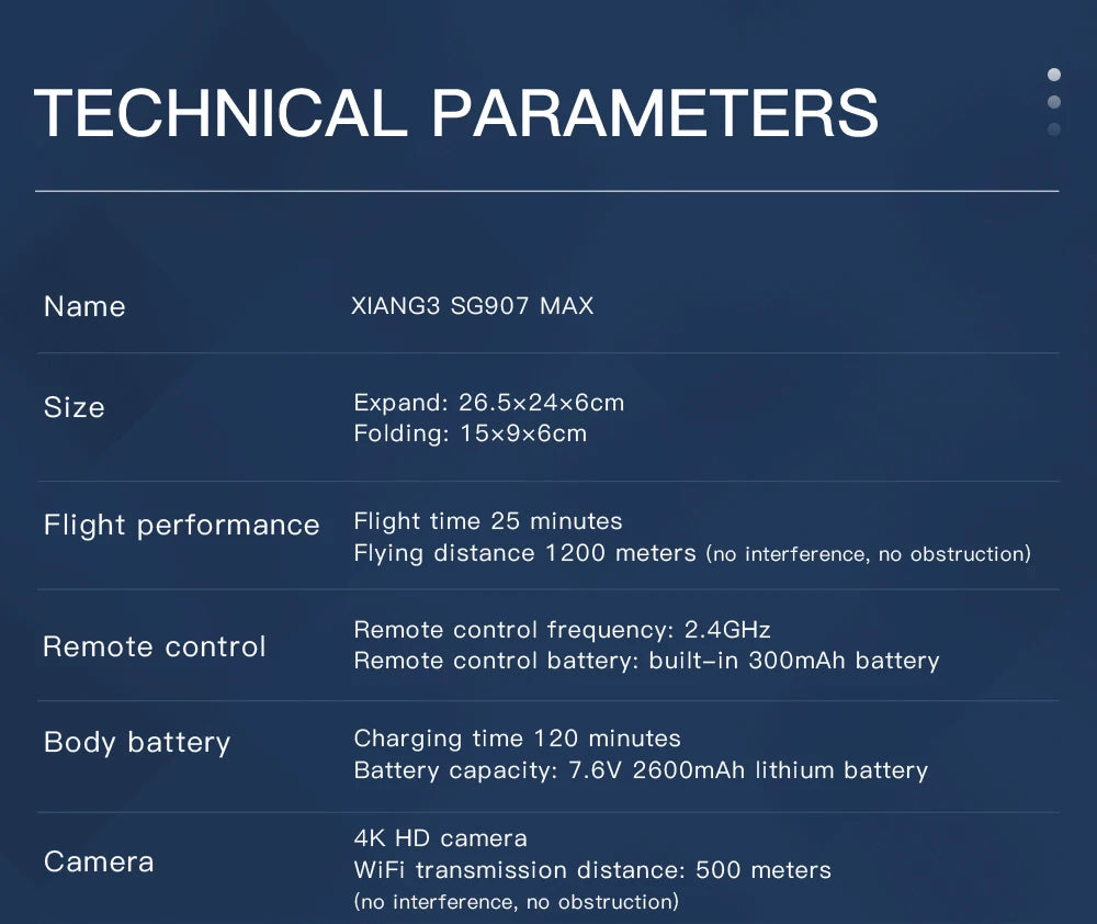 SG907 MAX Drone, XIANG3 SG907 MAX Size Expand: 26.5x24x