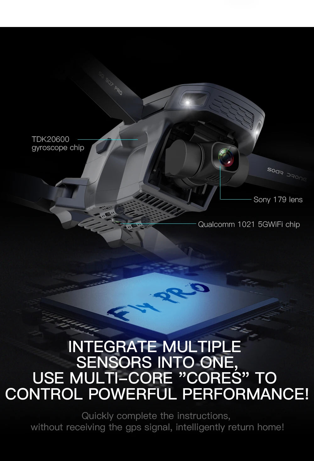 SG907 MAX Drone, 8G TDK2O6OO gyroscope chip Sony 79