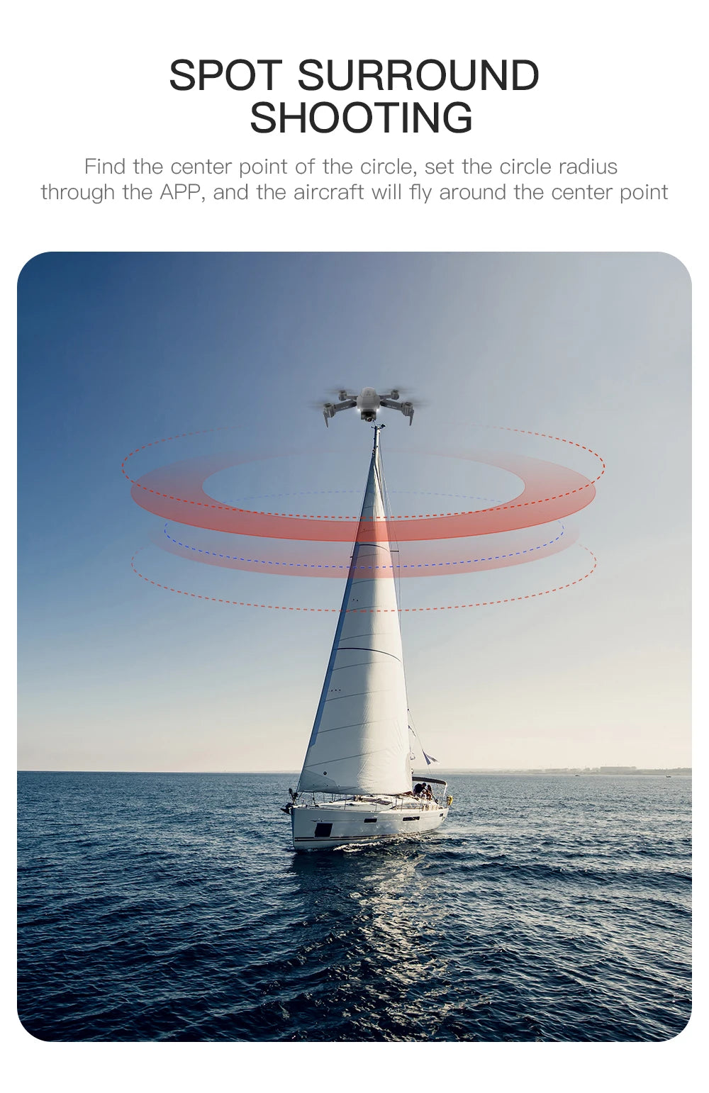 SG907 MAX Drone, set the circle radius through the APP and the aircraft will fly around the center point of the