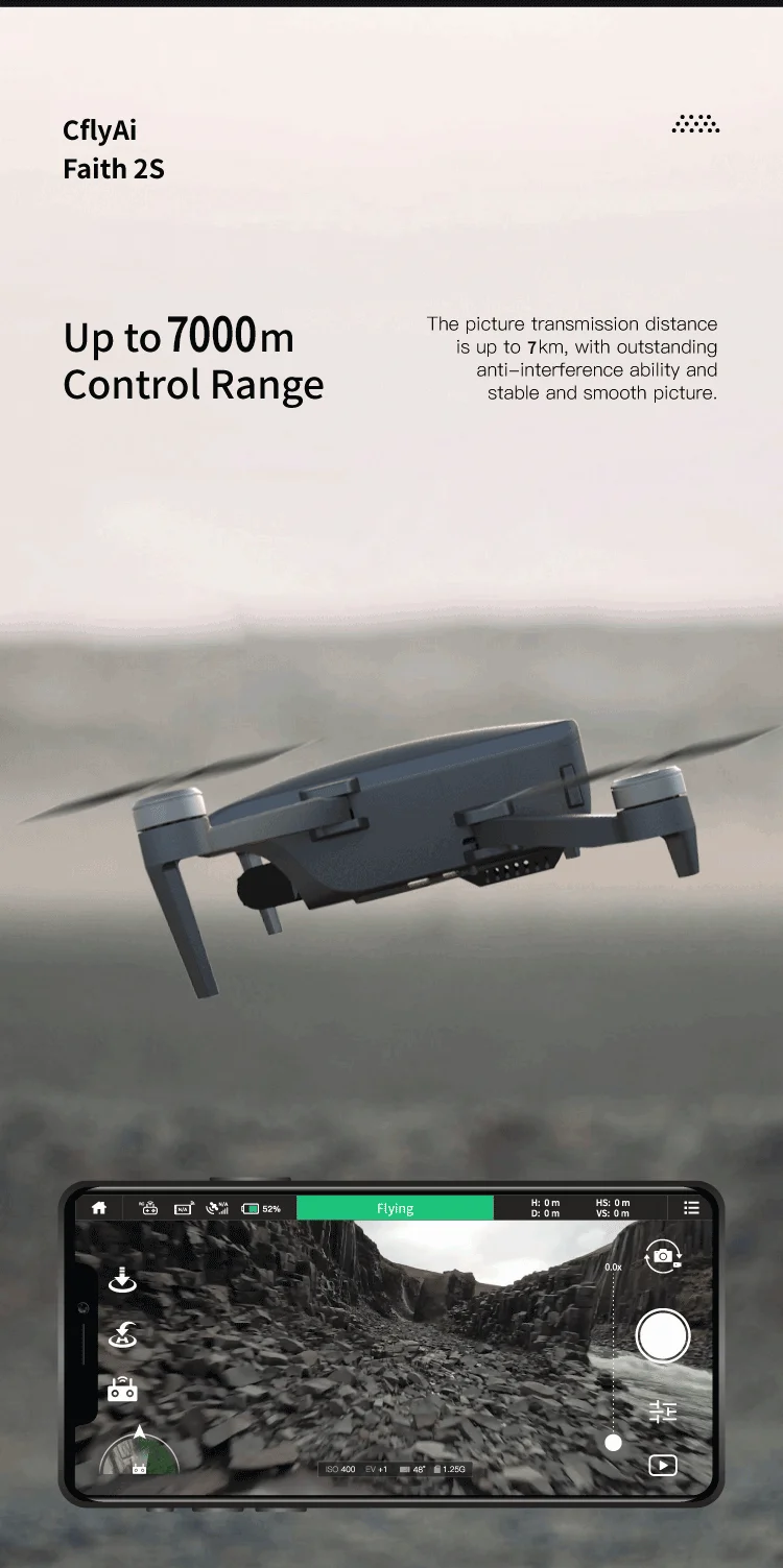 JINHENG FAITH 2S GPS Drone - 4K HD Dual Camera 3-Axis Gimbal Digital Graphics 7KM Brushless Motor Quadcopter Professional Camera Drone 28 JINHENG FAITH 2S GPS Drone, CflyAi Faith 2S Up to 7000m Picture transmission distance is up to