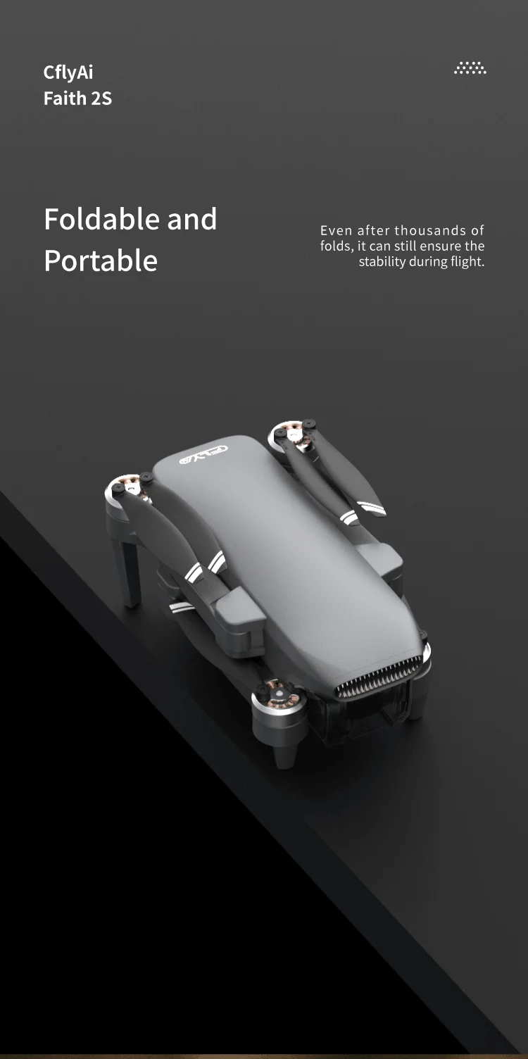 JINHENG FAITH 2S GPS Drone - 4K HD Dual Camera 3-Axis Gimbal Digital Graphics 7KM Brushless Motor Quadcopter Professional Camera Drone 31 JINHENG FAITH 2S GPS Drone, CflyAi Faith 25 Foldable and Even after thousands of folds, it can