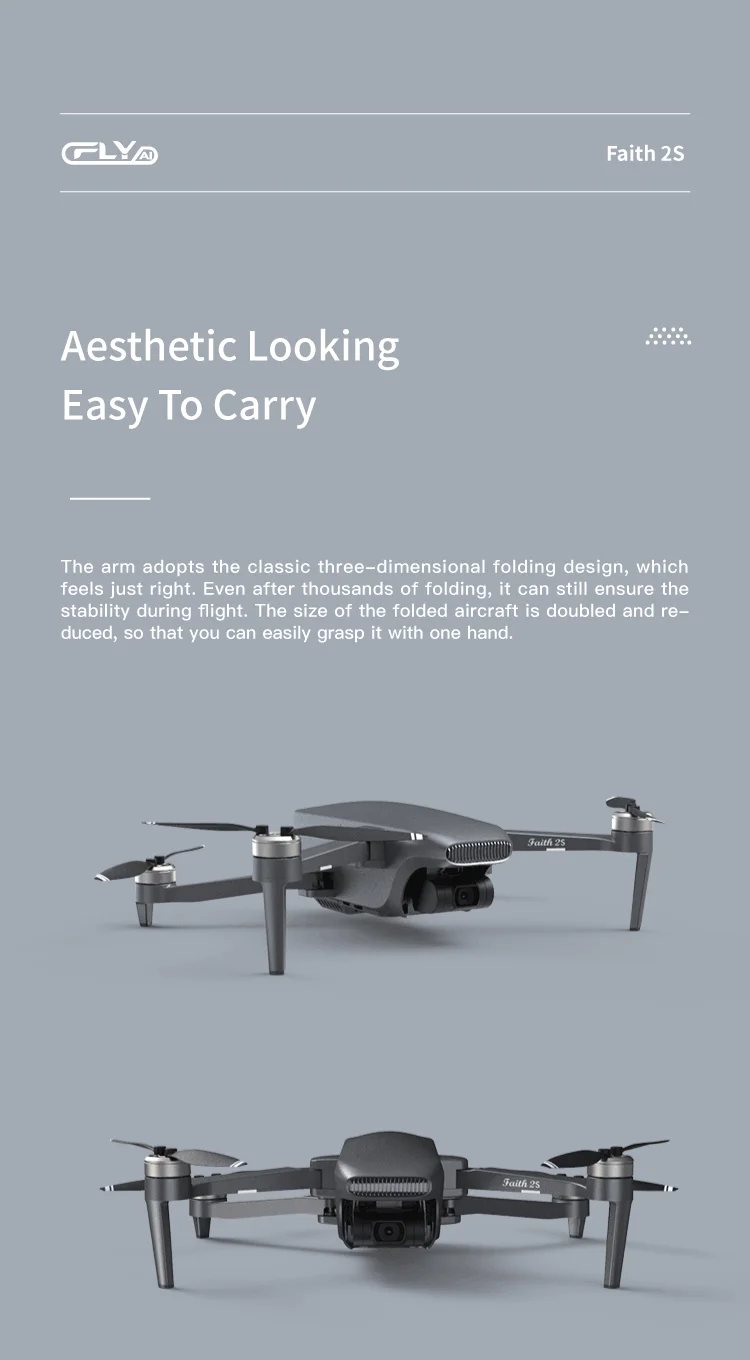 JINHENG FAITH 2S GPS Drone - 4K HD Dual Camera 3-Axis Gimbal Digital Graphics 7KM Brushless Motor Quadcopter Professional Camera Drone 33 JINHENG FAITH 2S GPS Drone, the folding arm adopts the classic three-dimensional folding design, which feels just right .