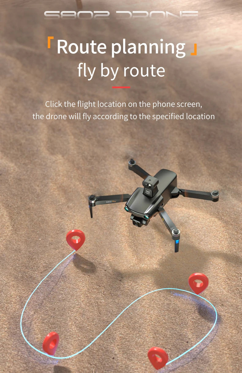 S802 / S802 Pro Drone, drone will fly according to the specified location on the phone screen . if the drone is