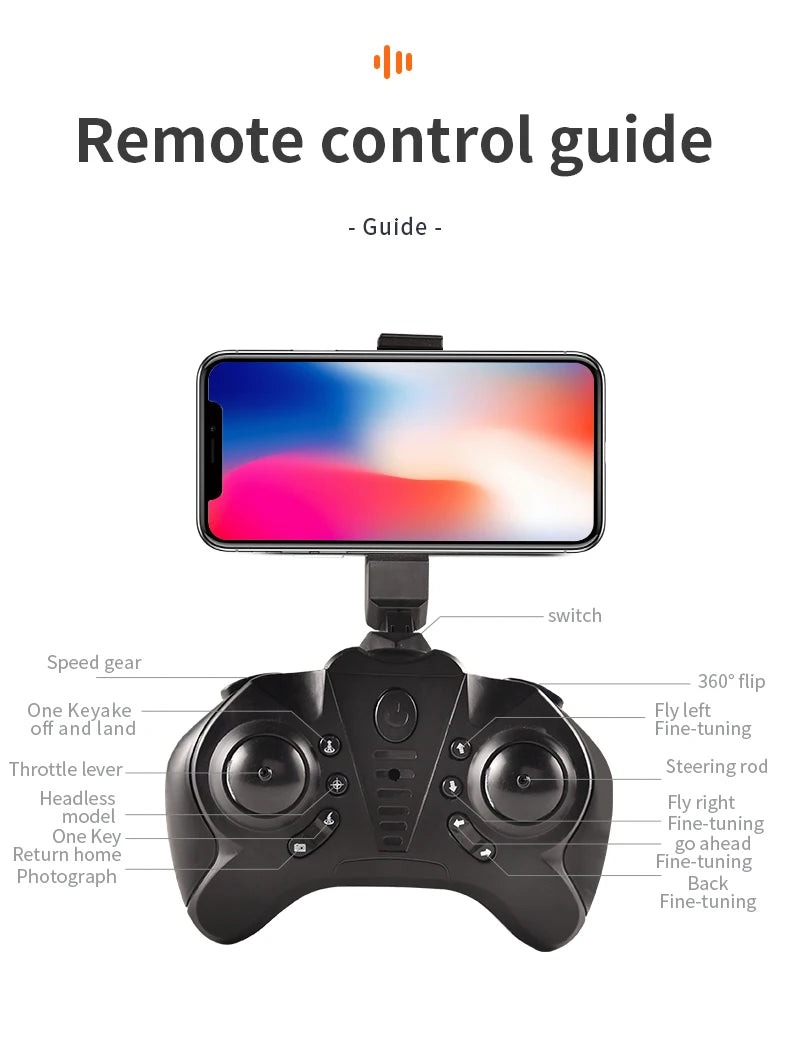 XYRC L23 Mini Drone, remote control guide fine-tuning throttle lever steering rod headless