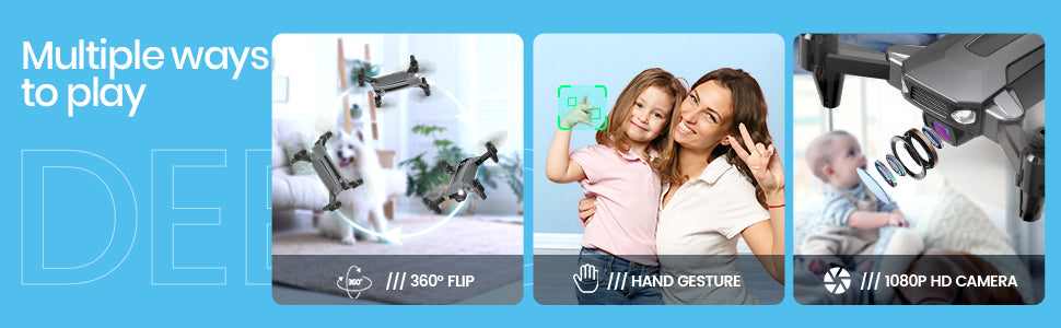 DEERC D40 Drone, multiple ways( to play del iii 3602 flip