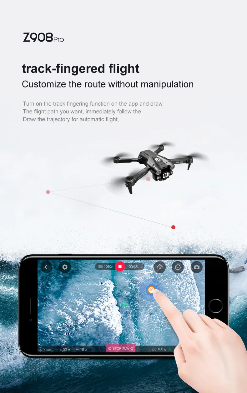 KBDFA Drone, z908pro track-fingered flight customize the route