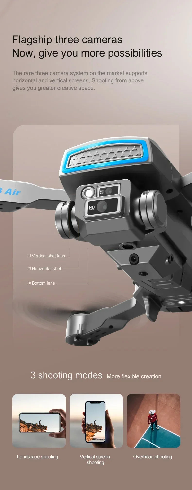 S8 Air  Drone, flagship three cameras on the market now, give you greater creative space 