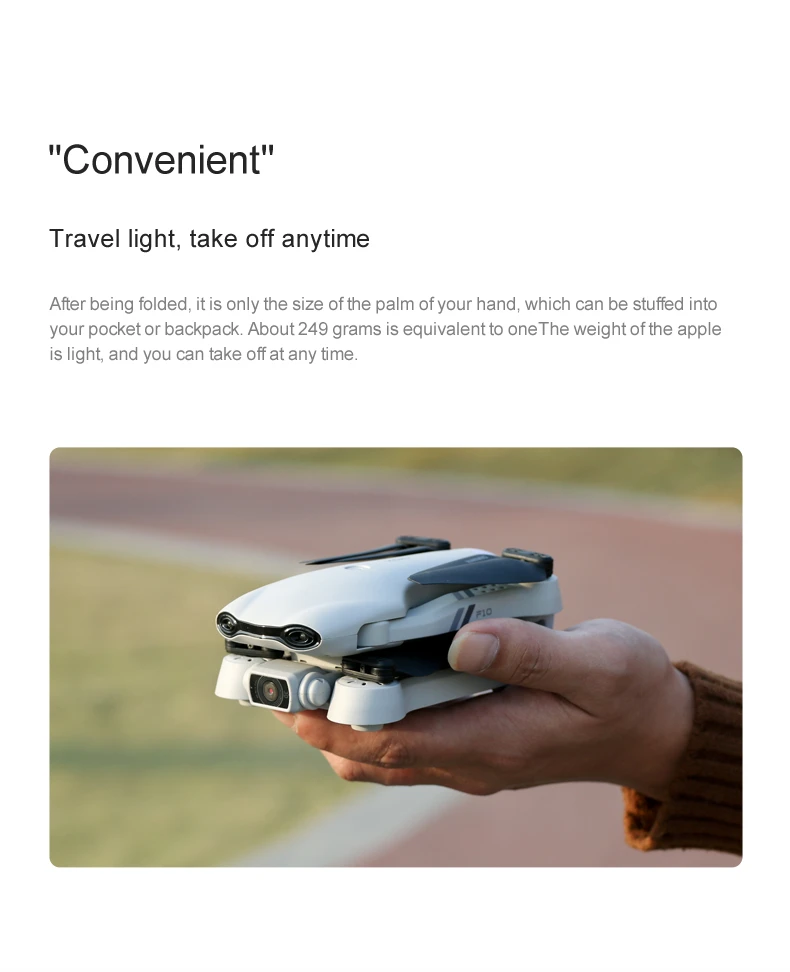 KBDFA F10 GPS Drone, "convenient" travel light; take off anytime after folded,