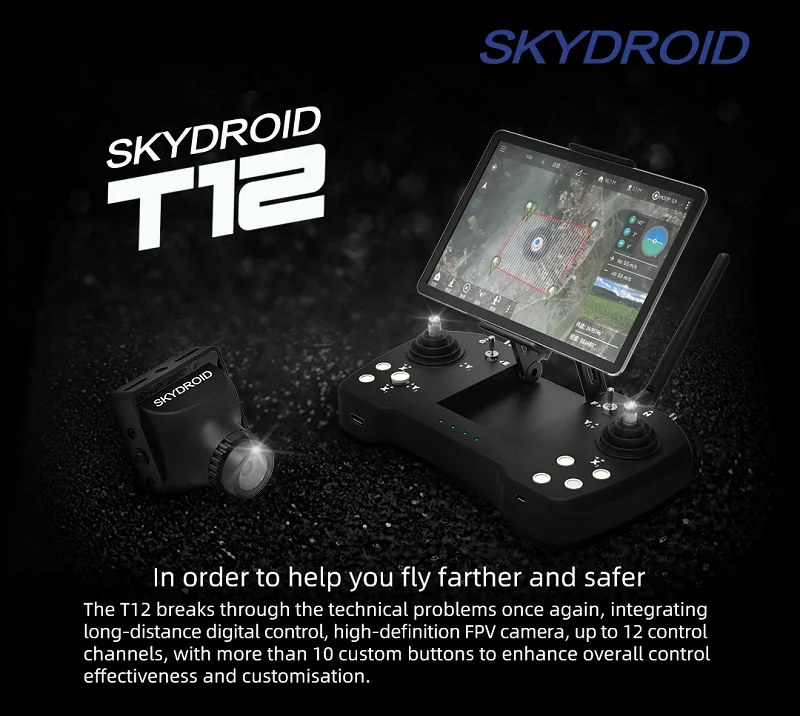 Skydroid T12 трехкорпусная камера с дистанционным управлением, передача цифровой карты, 20 км, с приемником R12, 4 в 1, для машины для защиты растений 20