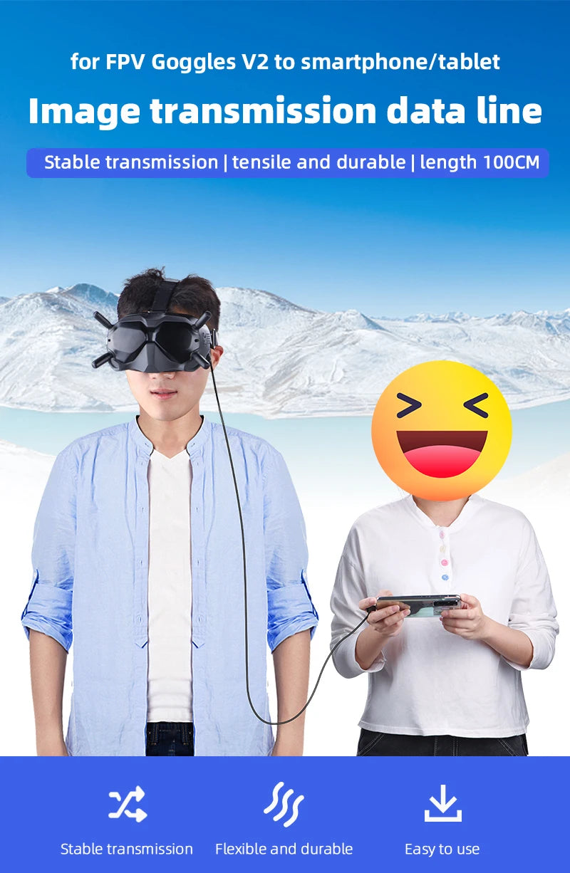1m Data Cable for DJI FPV Goggles V2, Goggles V2 for smartphone/tablet Image transmission data line Stable transmission ten