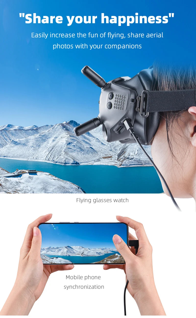 1m Data Cable for DJI FPV Goggles V2, share aerial photos with your companions Flying glasses watch Mobile phone synchronization Doc Dco