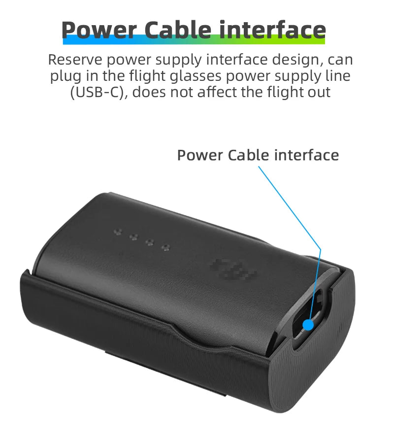 Power Cable interface Reserve power supply interface design, can plug in the flight glasses power supply line (
