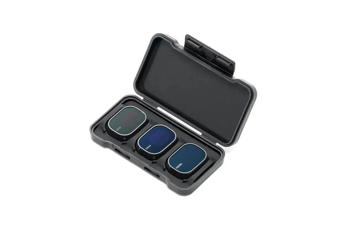 مجموعة فلاتر DJI Mini 4 Pro ND - (ND16/64/256) مصممة للتعامل مع ظروف الإضاءة القاسية والفاصل الزمني للتعرض الطويل. 8 DJI Mini 4 Pro ND Filters Set, DJI Mini 4 Pro is compatible with DJI ND16, ND64,