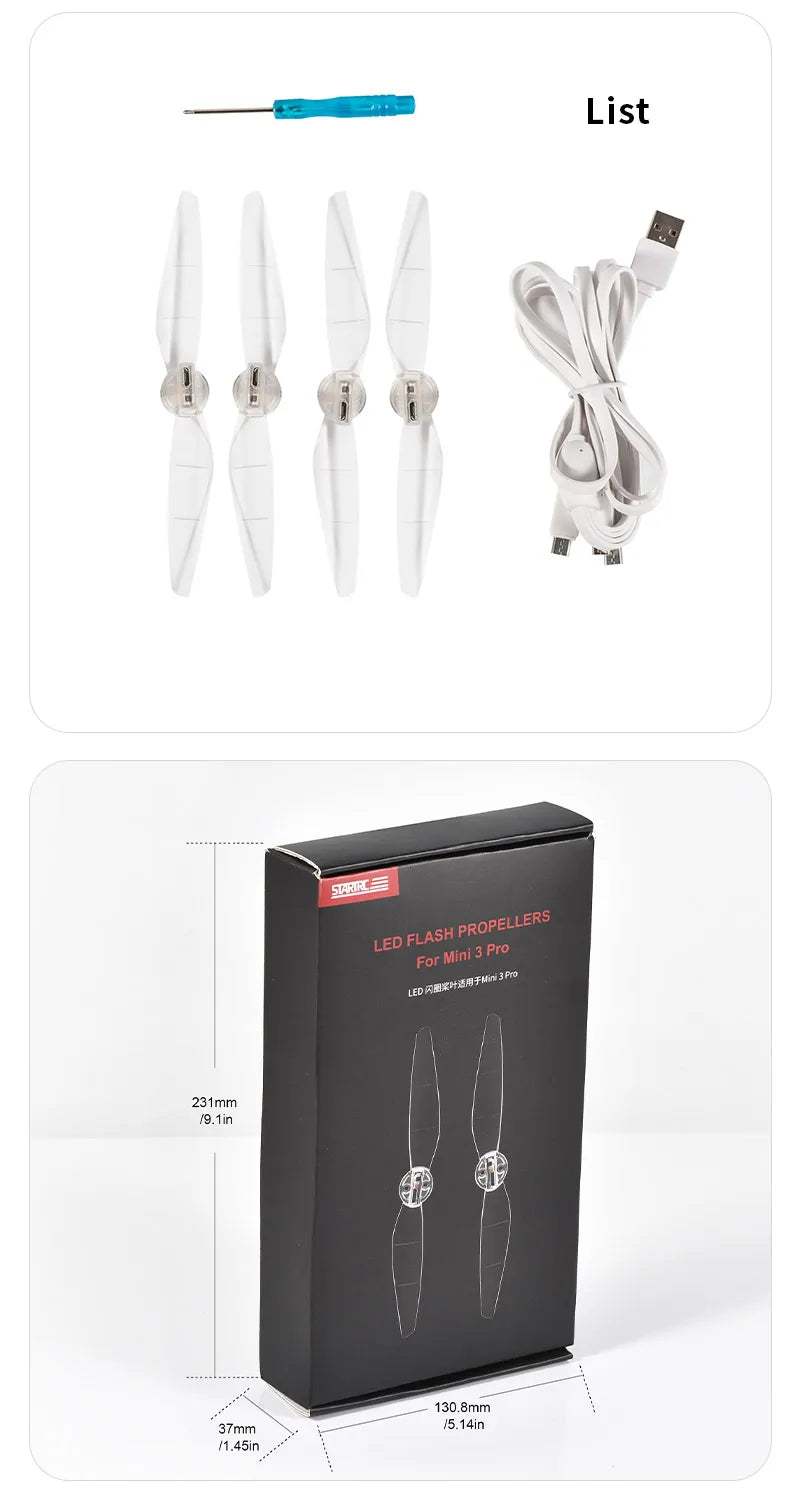 LED Light Flash Propeller, List LED Mini 3 Pro For LEDi 231mm /9.Iin 130.8mm