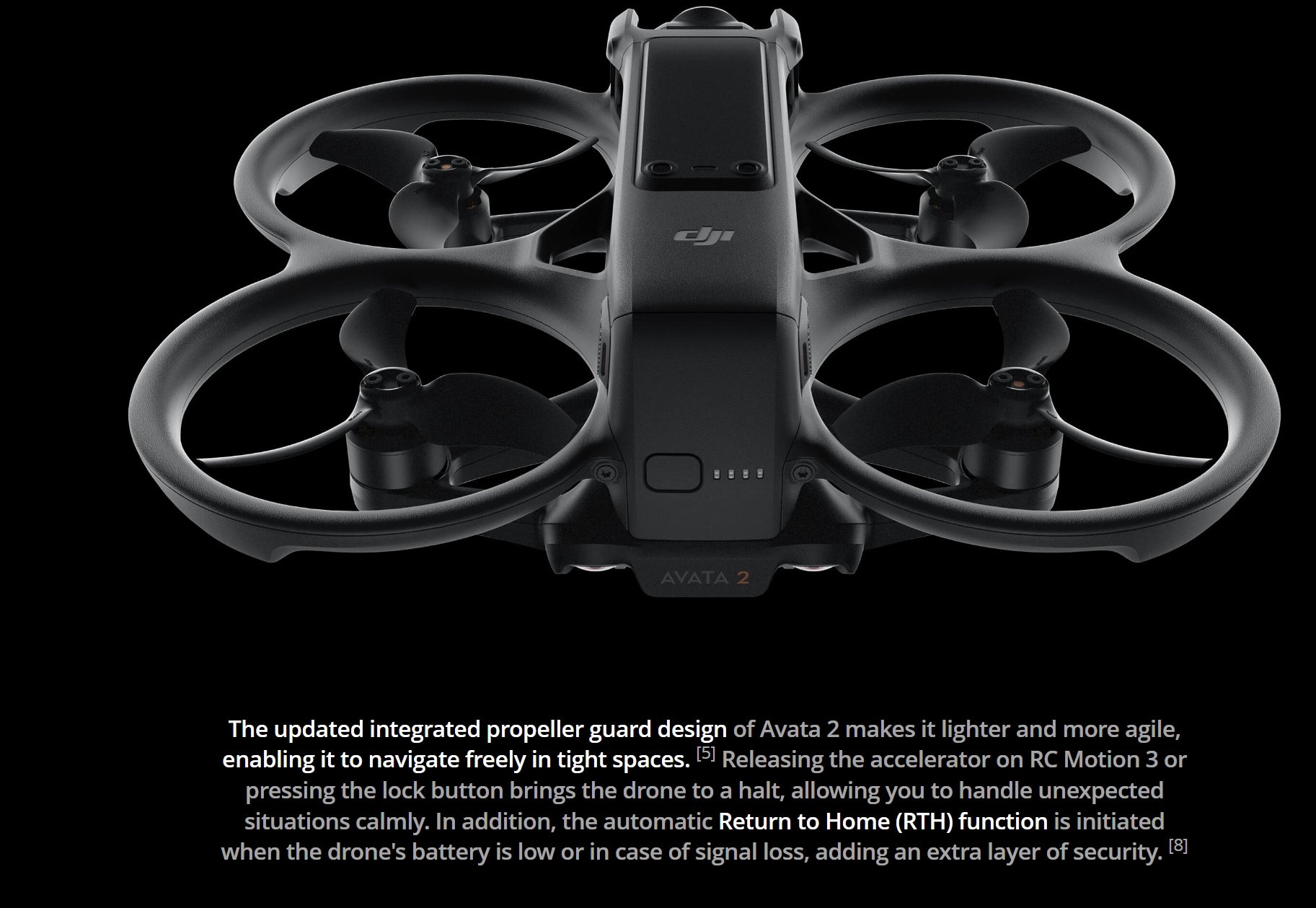 the updated propeller guard design of Avata 2 makes it lighter and more agile 