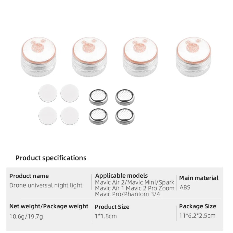 Night Flight LED, Product name Applicable models Main material Drone universal night light Mavic Air 2/M