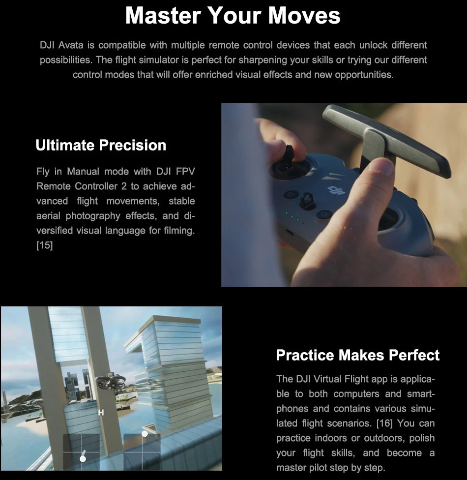 DJI Avata FPV Drone, the DJI Virtual Flight app is applica- ble to both computers and smart-