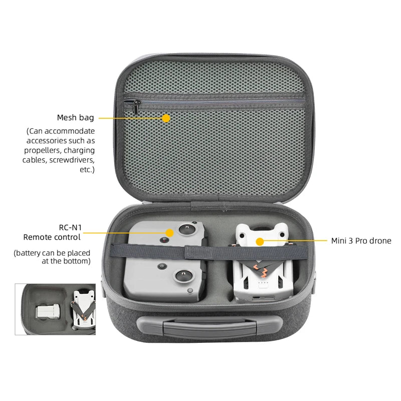 حقيبة تخزين لـ DJI Mini 3 Pro - حقيبة حمل جهاز التحكم عن بعد بطارية الطائرة بدون طيار حقيبة كتف محمولة ملحقات الطائرة بدون طيار 19 Storage Bag For DJI Mini 3 Pro, bag can accommodate accessories such as propellers, charging bles, screwdrivers