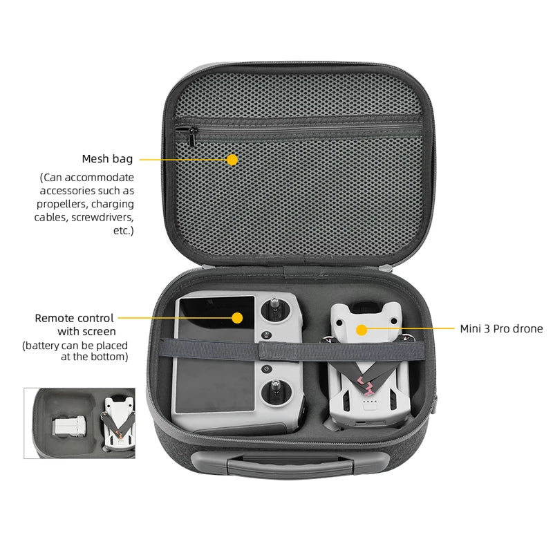 حقيبة تخزين لـ DJI Mini 3 Pro - حقيبة حمل جهاز التحكم عن بعد بطارية الطائرة بدون طيار حقيبة كتف محمولة ملحقات الطائرة بدون طيار 20 Storage Bag For DJI Mini 3 Pro, bag can accommodate accessories such as propellers, charging cables, screwdrivers etc)