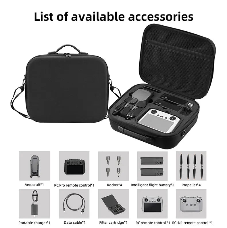 حقيبة كتف محمولة ل DJI Mavic 3/3 Classic/3 Cine الذكية التحكم عن بعد حمل حقيبة التخزين حقيبة يد ملحقات طائرة بدون طيار 15 Portable Shoulder Bag, Aerocraft"1 RC Pro remote control"1 Rocker4 Intelligent flight battery"2