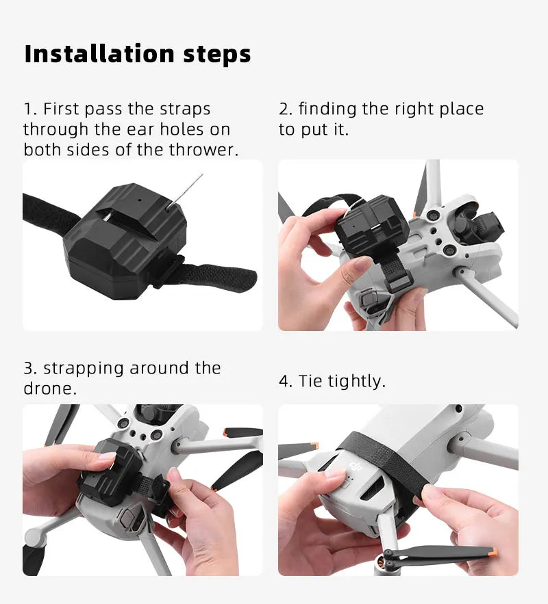 strapping around the drone is the first step in the installation process . straps must be