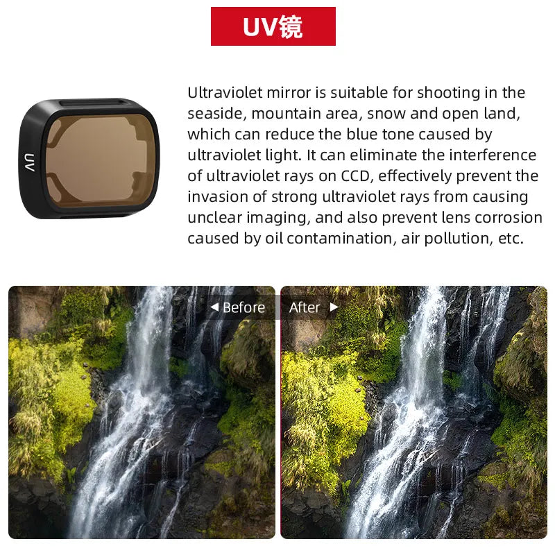 مرشح عدسة الكاميرا لـ DJI Mini 3 Pro - UV CPL ND8PL ND16PL ND32PL ND64PL مجموعة مرشحات لملحقات Mavic Mini 3 Pro بدون طيار 22 Camera Lens Filter for DJI Mini 3 Pro, UVs Ultraviolet mirror is suitable for shooting in the seaside, mountain area,