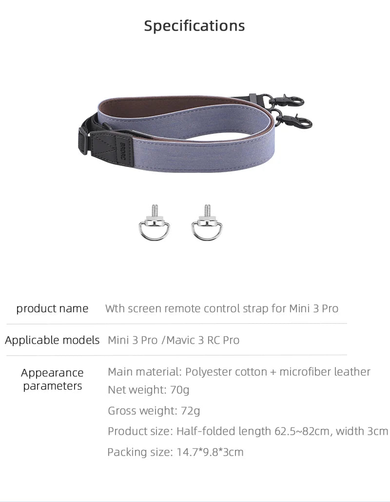 Lanyard for DJI MINI 3 Pro, Specifications 3 product name Wth screen remote control strap for Mini 3 Pro Applicable models